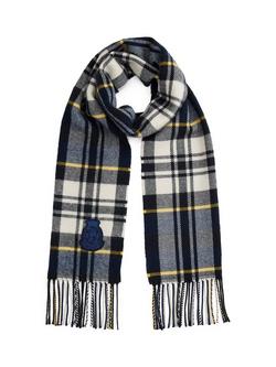 Tommy Hilfiger Wool Cashmere Blend Crest Check Scarf, Preppy Navy, Preppy Navy