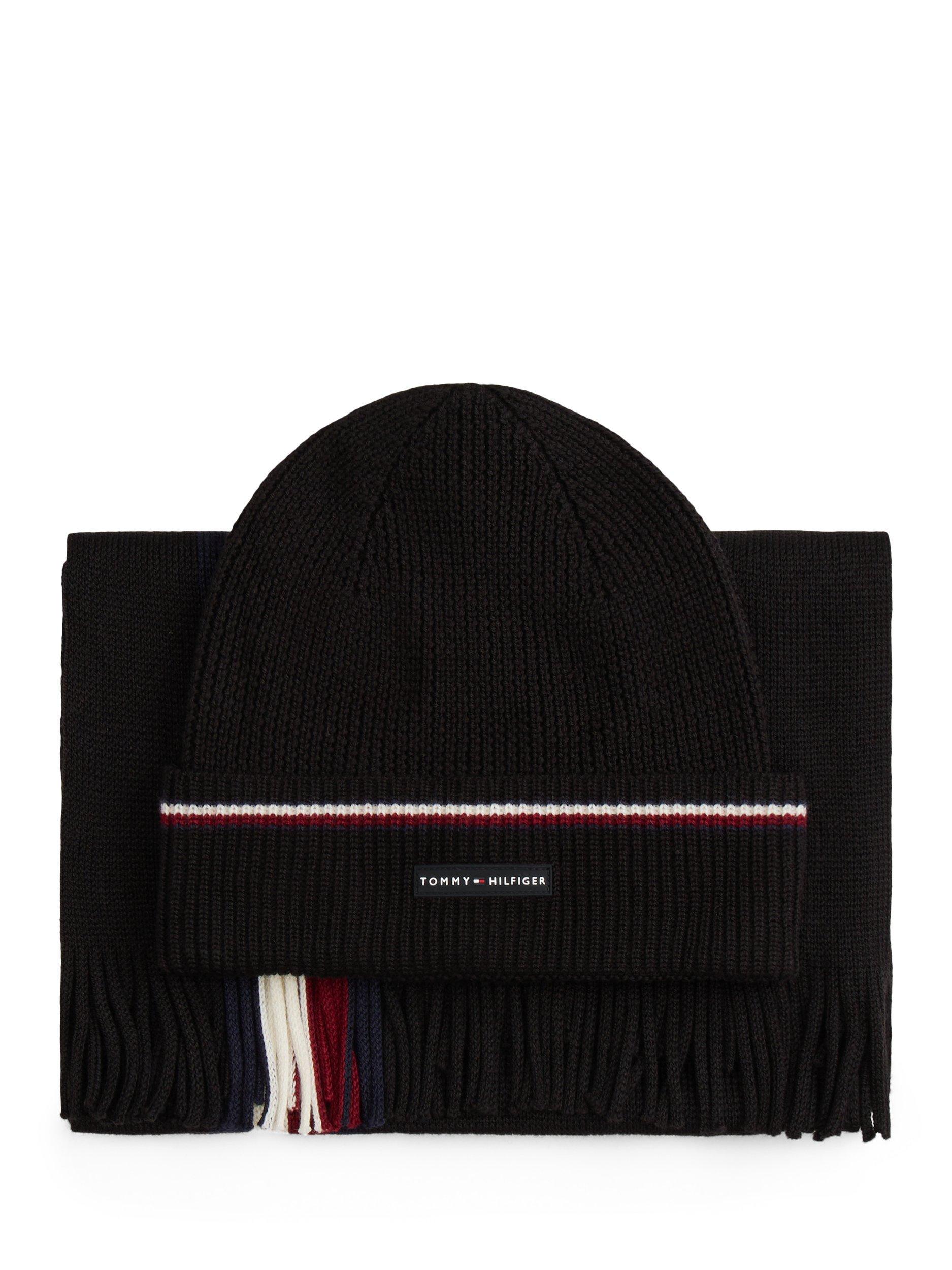 Tommy Hilfiger Logo Beanie Hat & Scarf Gift Set, Black