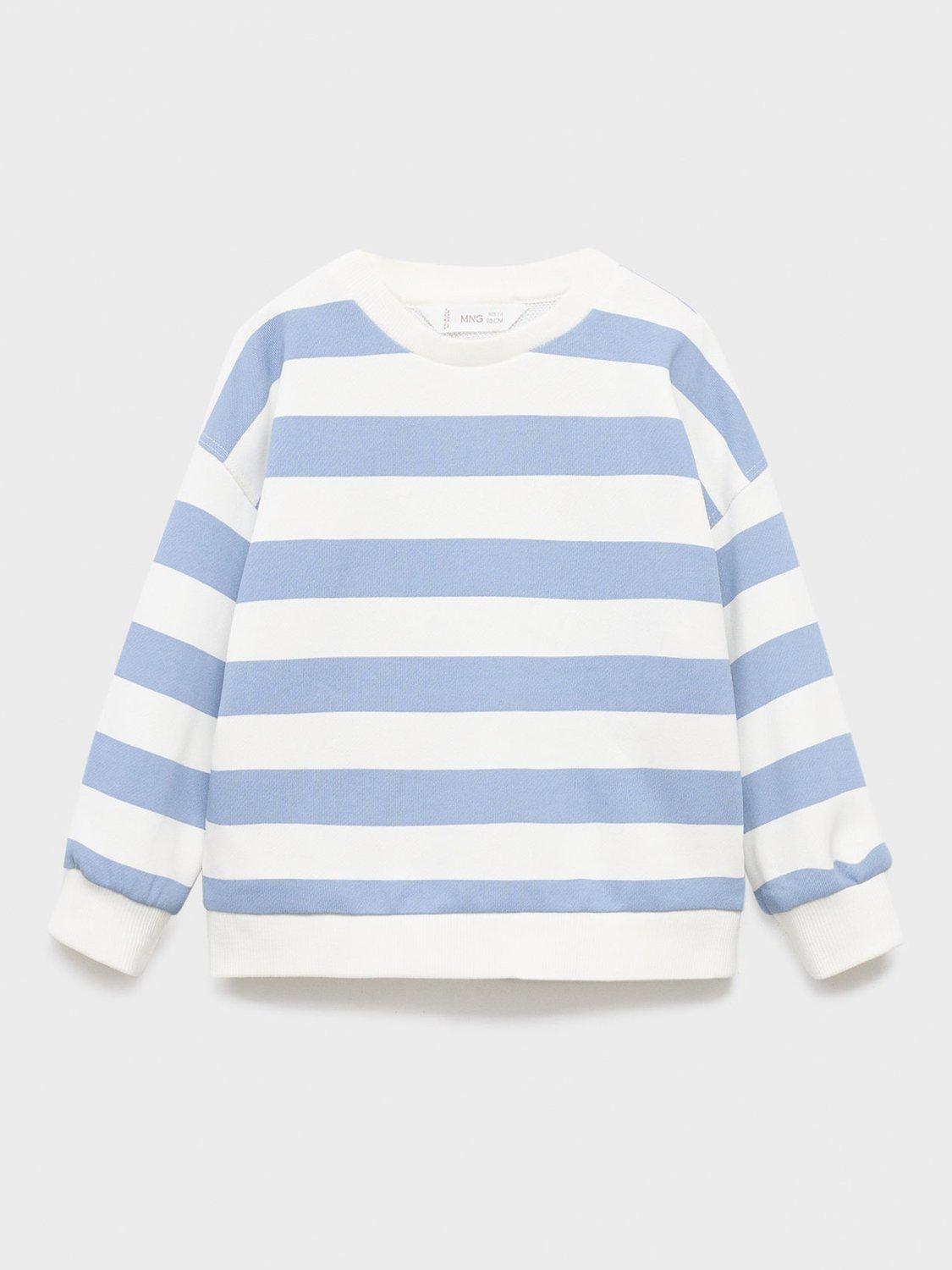 Mango Kids' Rays Cotton Stripe Long Sleeve Round Neck Sweatshirt