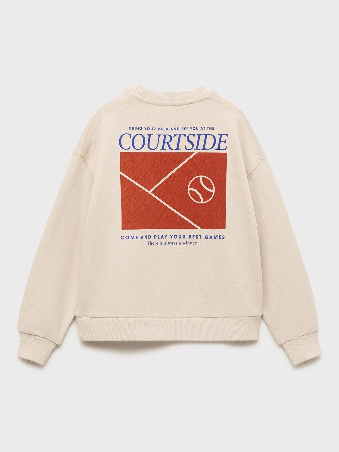 Product image 2 of 4, which shows Mango Kids' Cotton Bold Graphic Crew Neck Sweatshirt, Light Pastel Brown, 9-10 years