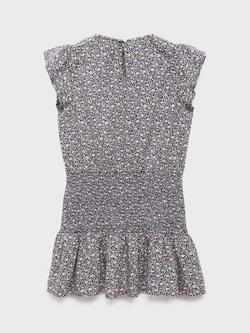 Mango Kids' Bilma Cap Sleeve Floral Dress, Navy - view 2, Navy