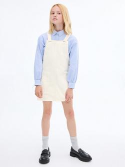 Mango Kids' Harper Cotton Sleeveless Pinafore Dress, Light Beige - view 2, Light Beige