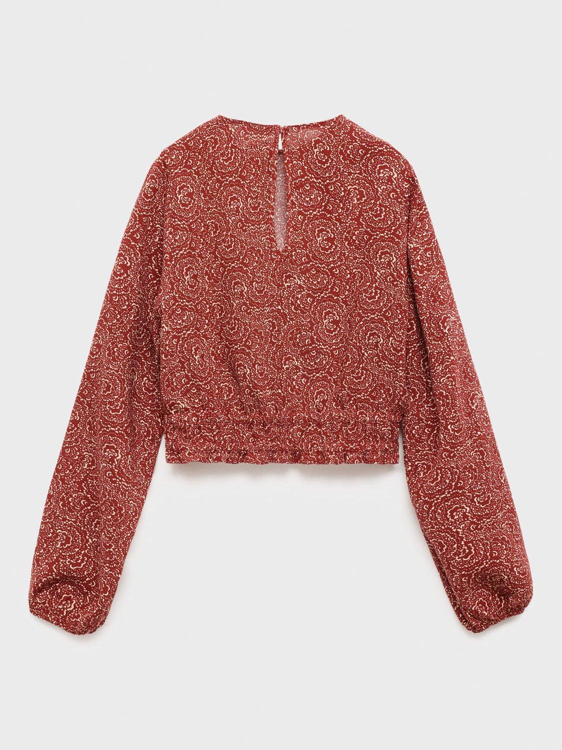 Product image 2 of 4, which shows Mango Kids' Lolita Puff Sleeve Blouse, Medium Orange, 10 years