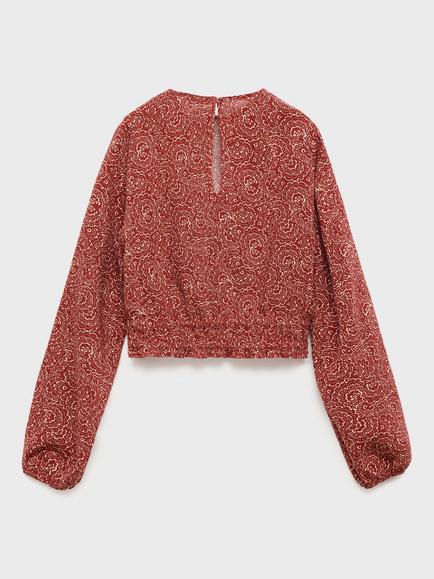 Mango Kids' Lolita Puff Sleeve Blouse, Medium Orange - view 2, Medium Orange