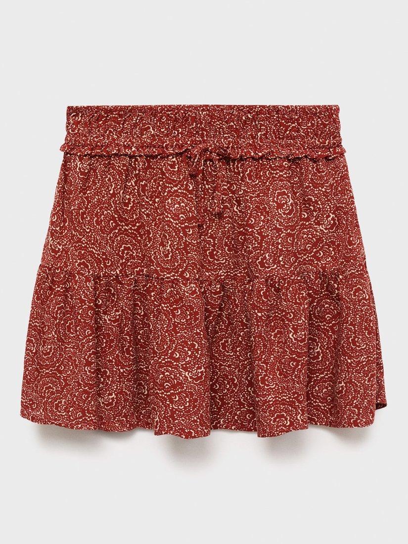 Product image 1 of 4, which shows Mango Kids' Lolita Printed Skirt, Medium Orange, 11-12 years