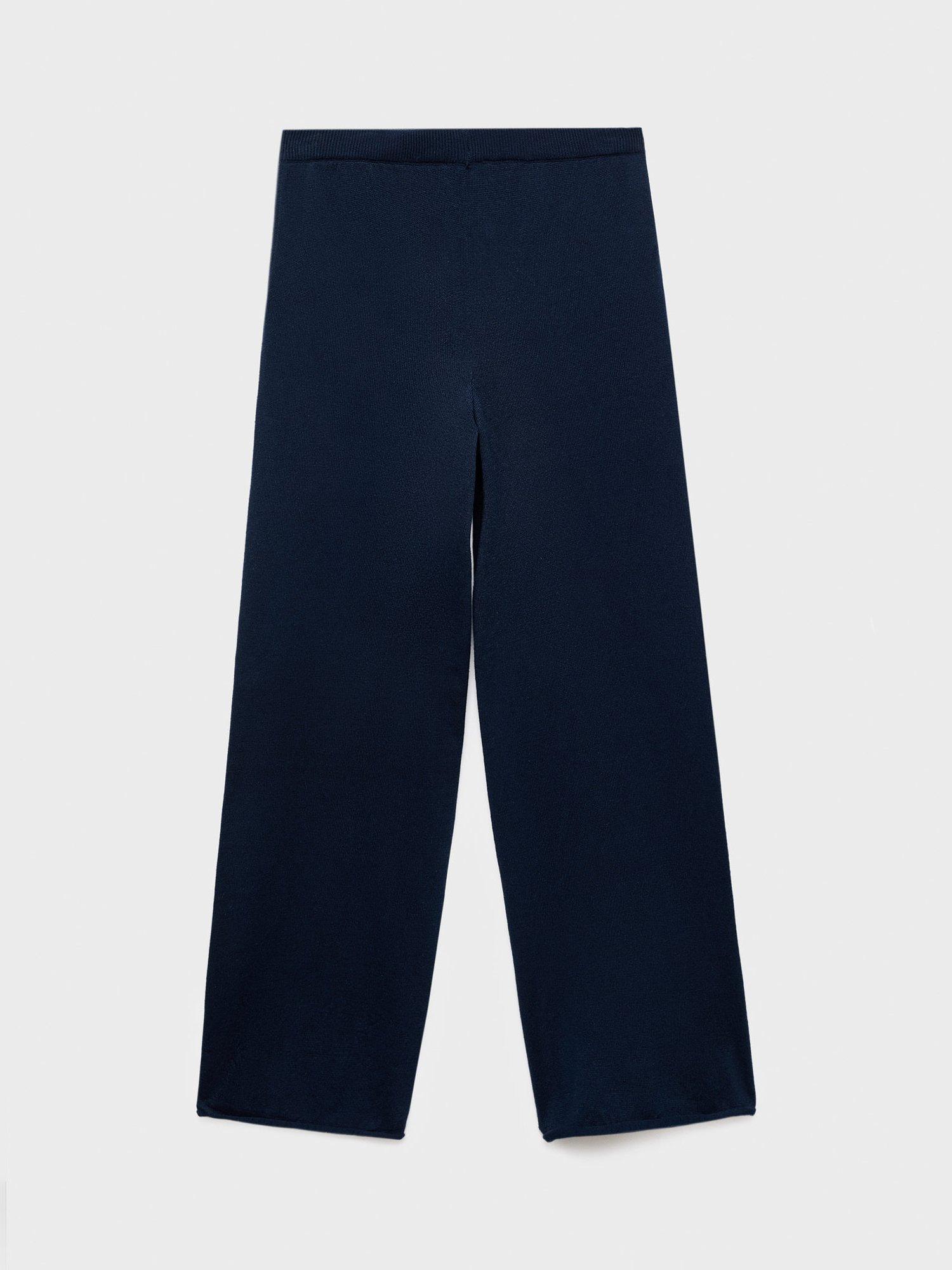 Product image 2 of 4, which shows Mango Kids' Megan Cotton Knit Trousers, Navy, 7-8 years