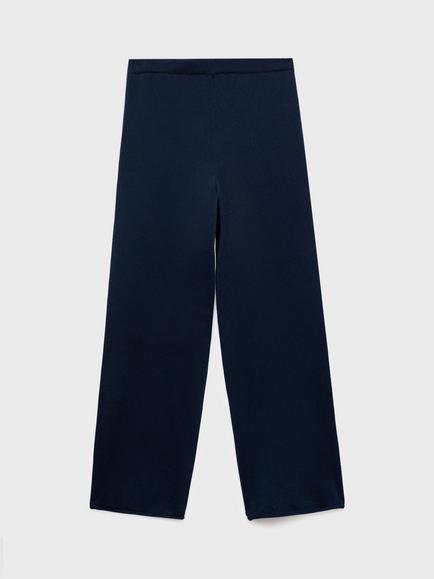 Mango Kids' Megan Cotton Knit Trousers, Navy - view 2, Navy