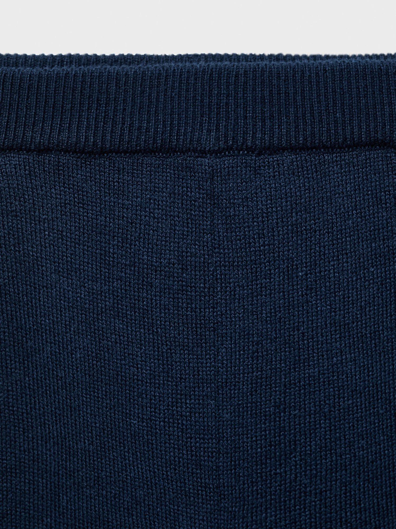 Product image 4 of 4, which shows Mango Kids' Megan Cotton Knit Trousers, Navy, 7-8 years