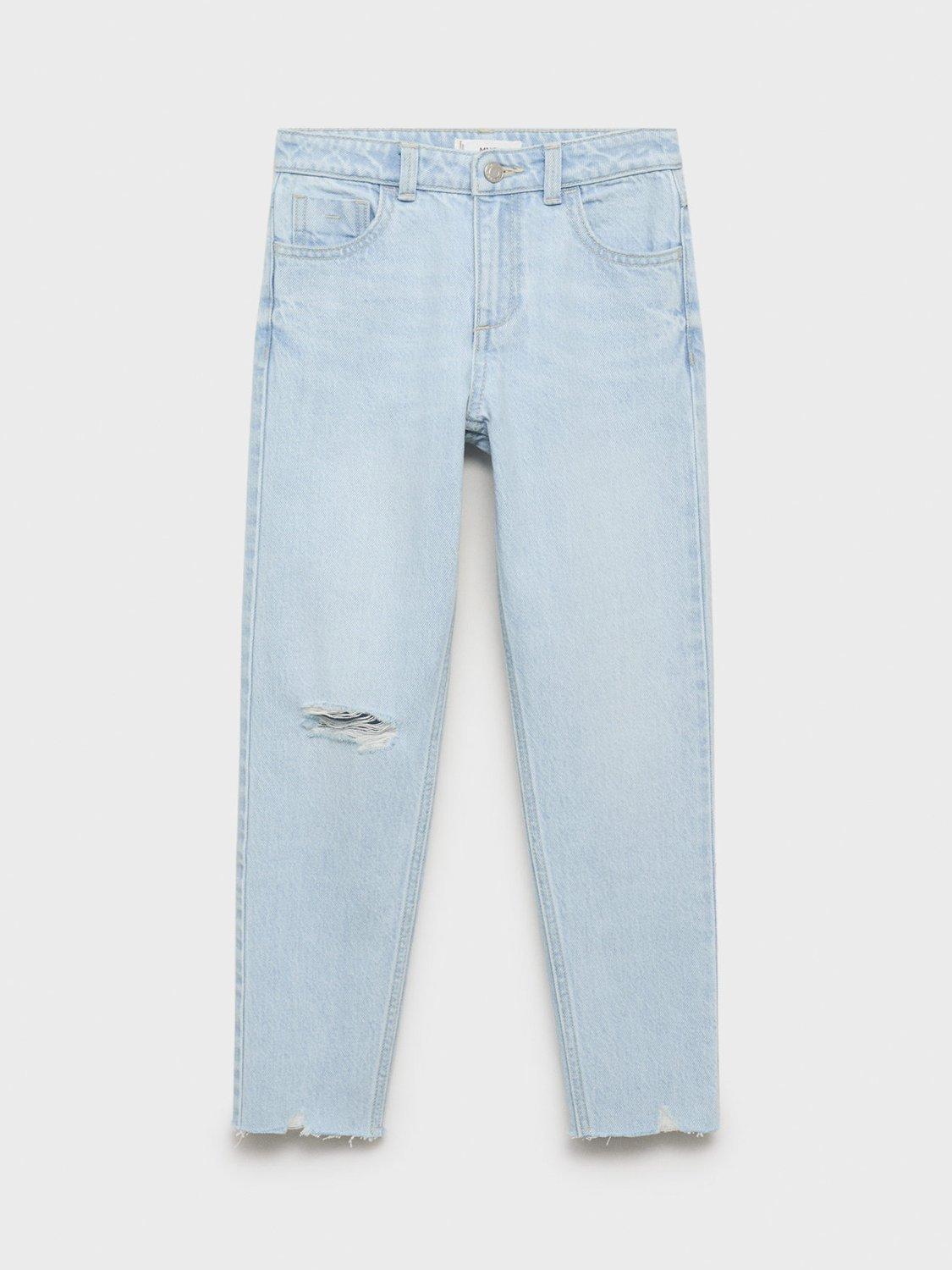 Product image 2 of 5, which shows Mango Kids' Mom Fit Decorative Fit Jeans, Open Blue, 10 years