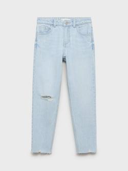 Mango Kids' Mom Fit Decorative Fit Jeans - view 2, Open Blue