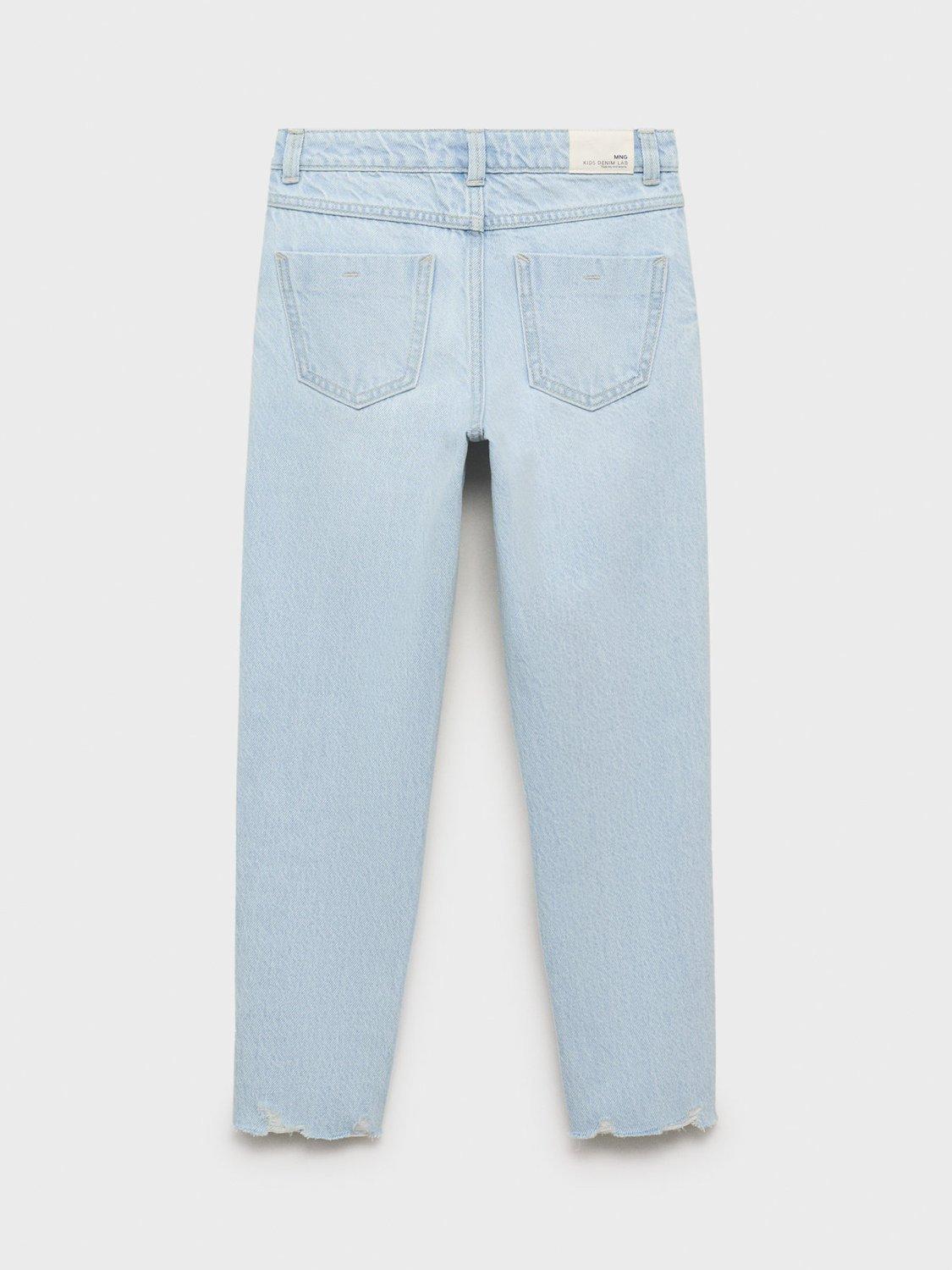 Product image 3 of 5, which shows Mango Kids' Mom Fit Decorative Fit Jeans, Open Blue, 10 years