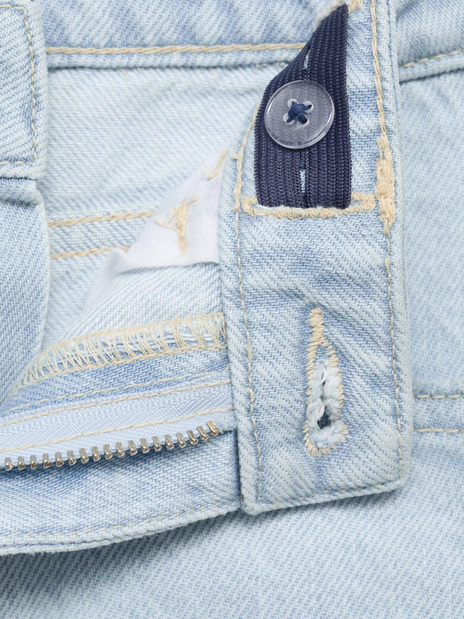 Product image 5 of 5, which shows Mango Kids' Mom Fit Decorative Fit Jeans, Open Blue, 10 years