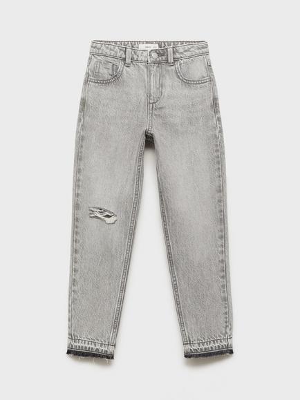 Mango Kids' Mom Fit Decorative Fit Jeans - view 2, Open Grey