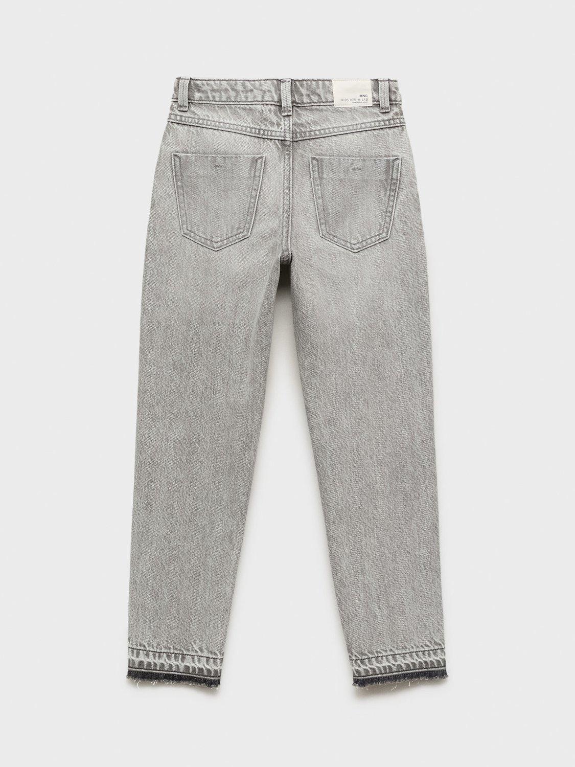 Product image 3 of 5, which shows Mango Kids' Mom Fit Decorative Fit Jeans, Open Grey, 7 years