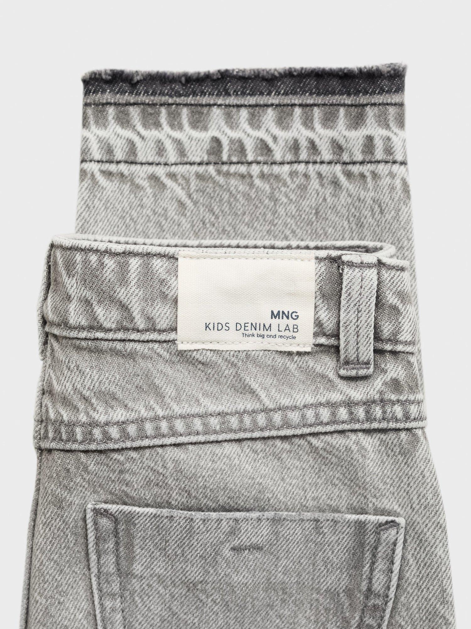 Product image 4 of 5, which shows Mango Kids' Mom Fit Decorative Fit Jeans, Open Grey, 7 years