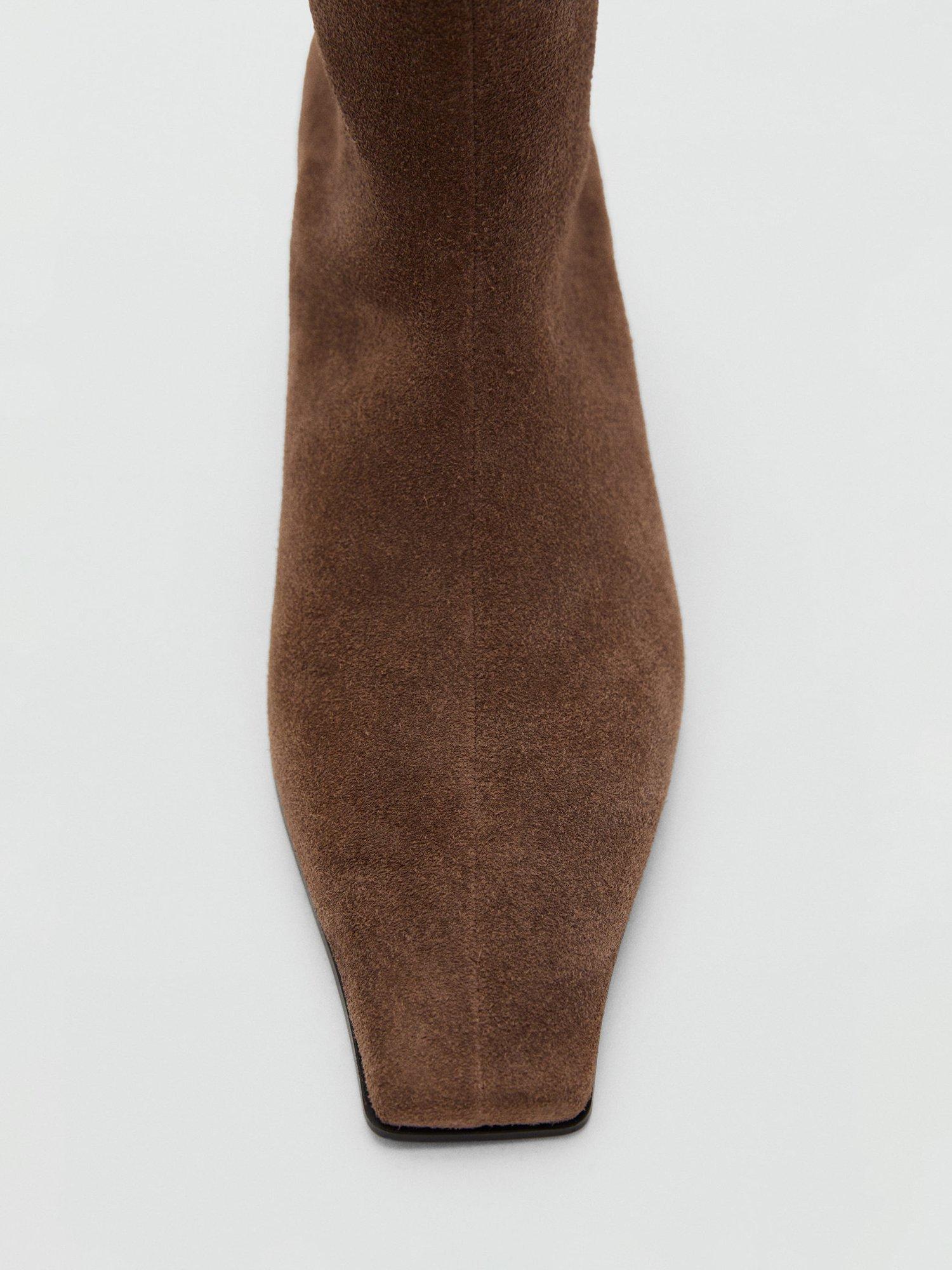 Product image 3 of 5, which shows Mango Collin Suede Kitten Heel Ankle Boots, Pastel Brown, 6