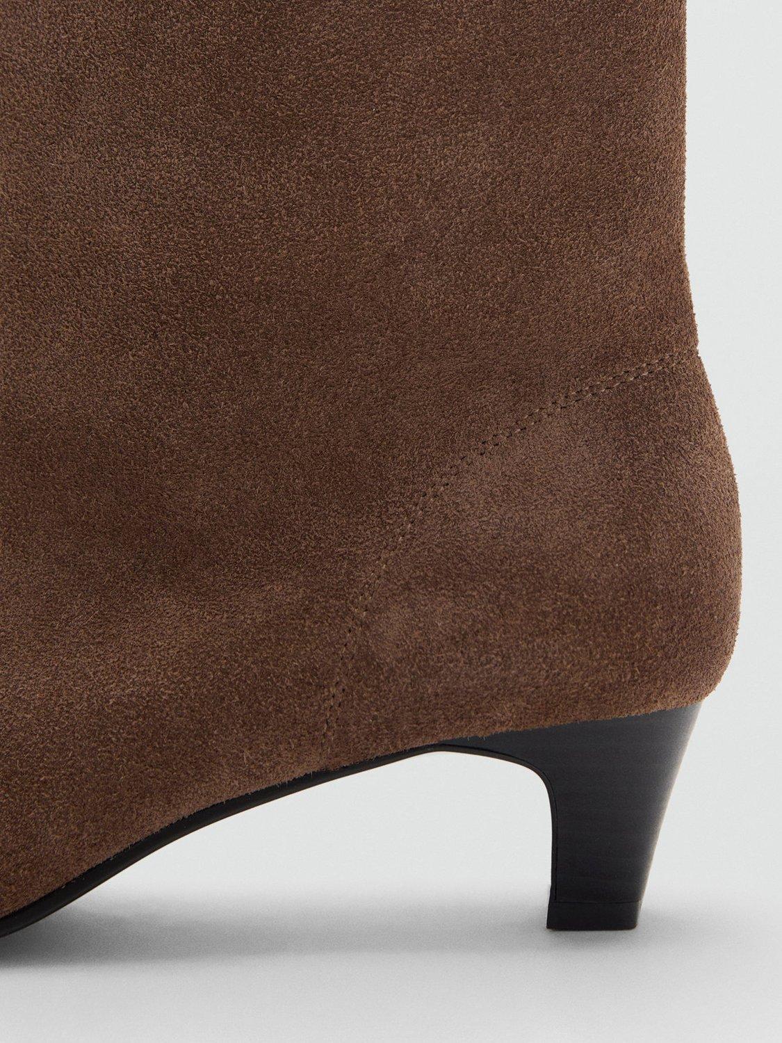 Product image 4 of 5, which shows Mango Collin Suede Kitten Heel Ankle Boots, Pastel Brown, 6