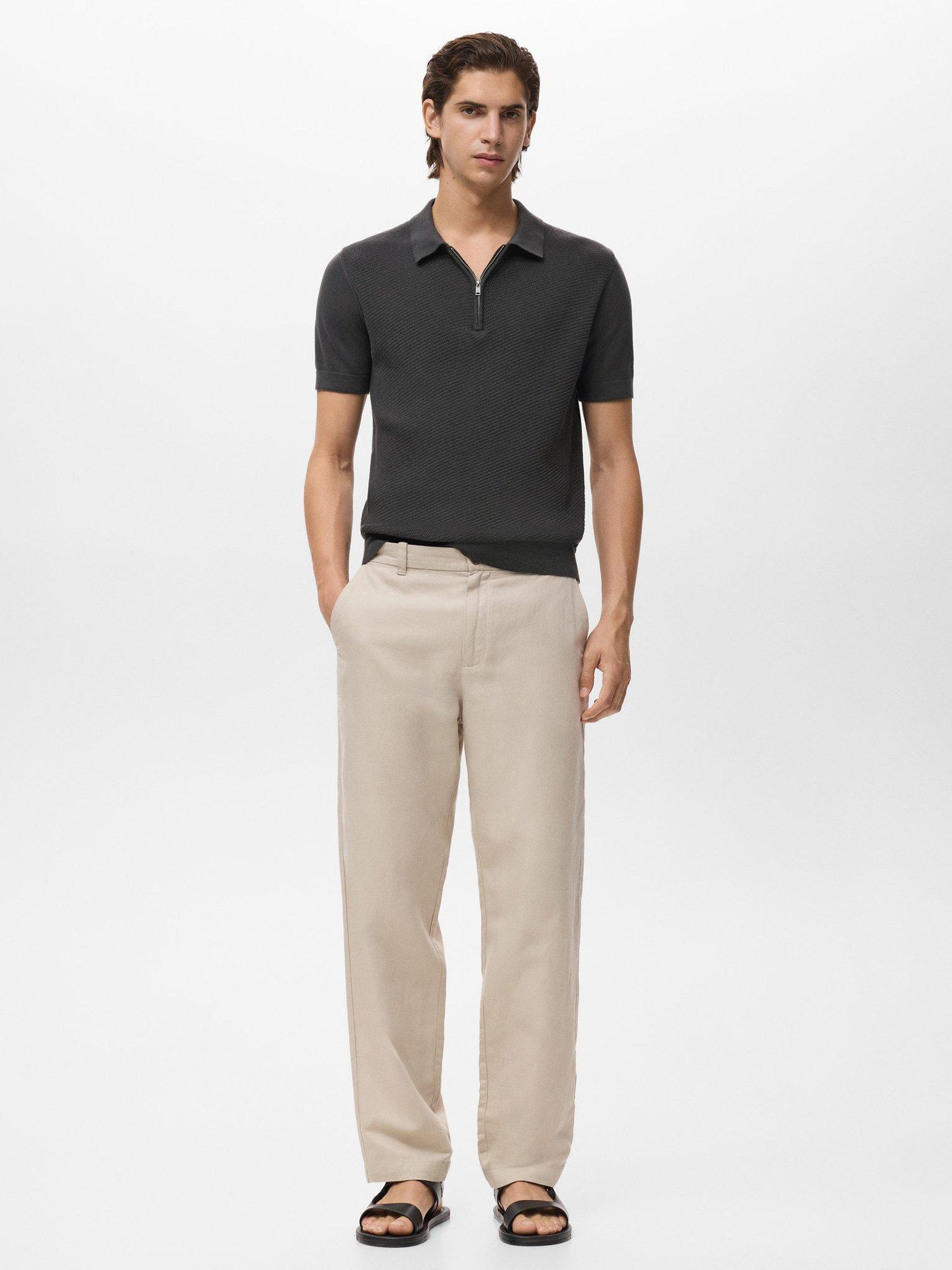 Product image 2 of 8, which shows Mango Canario Half Zip Cotton Polo Shirt, Charcoal, S