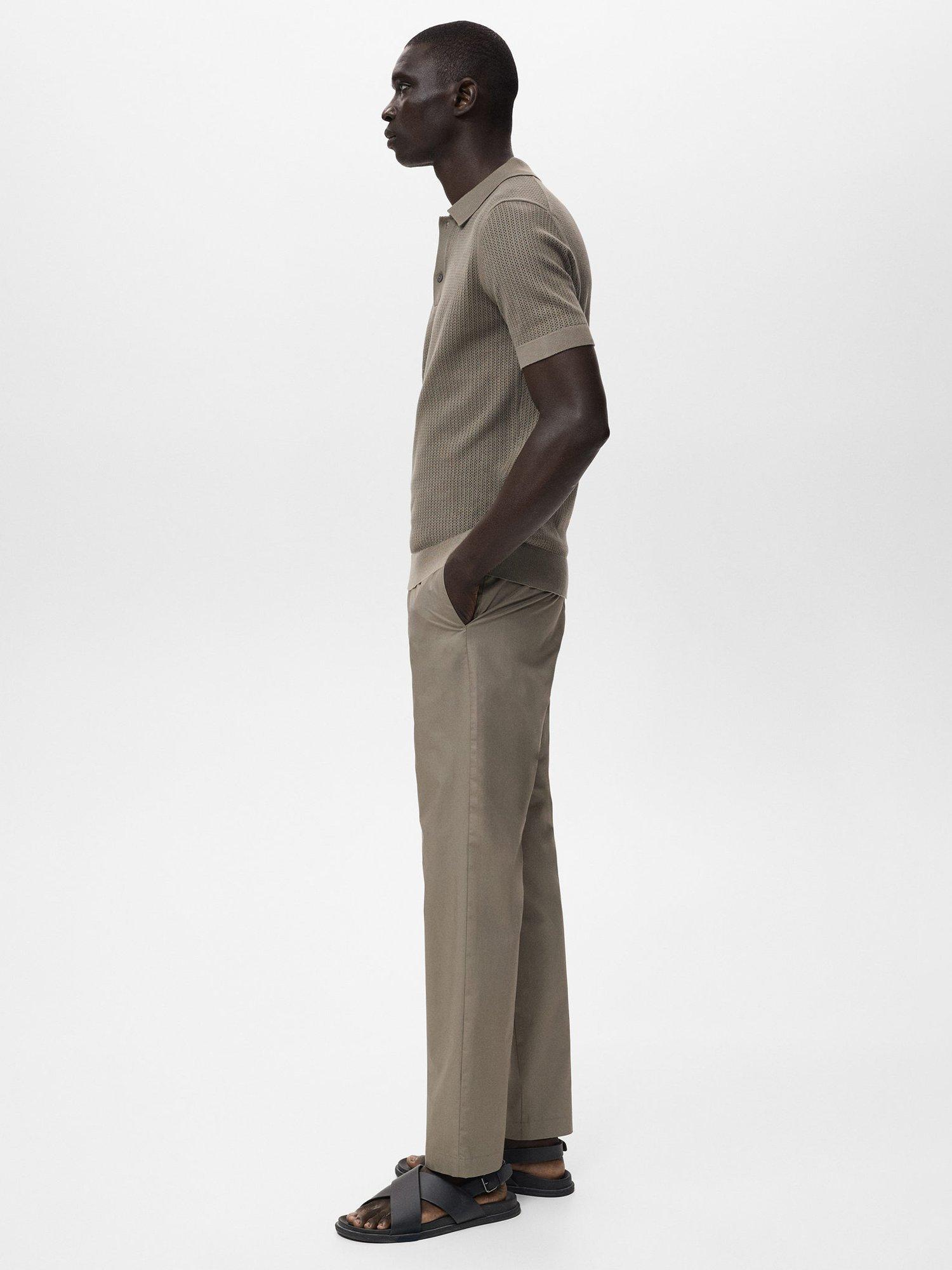 Product image 7 of 8, which shows Mango Cotton Regular Fit Short Sleeve Pointele Knit Polo Shirt, Dark Green, L