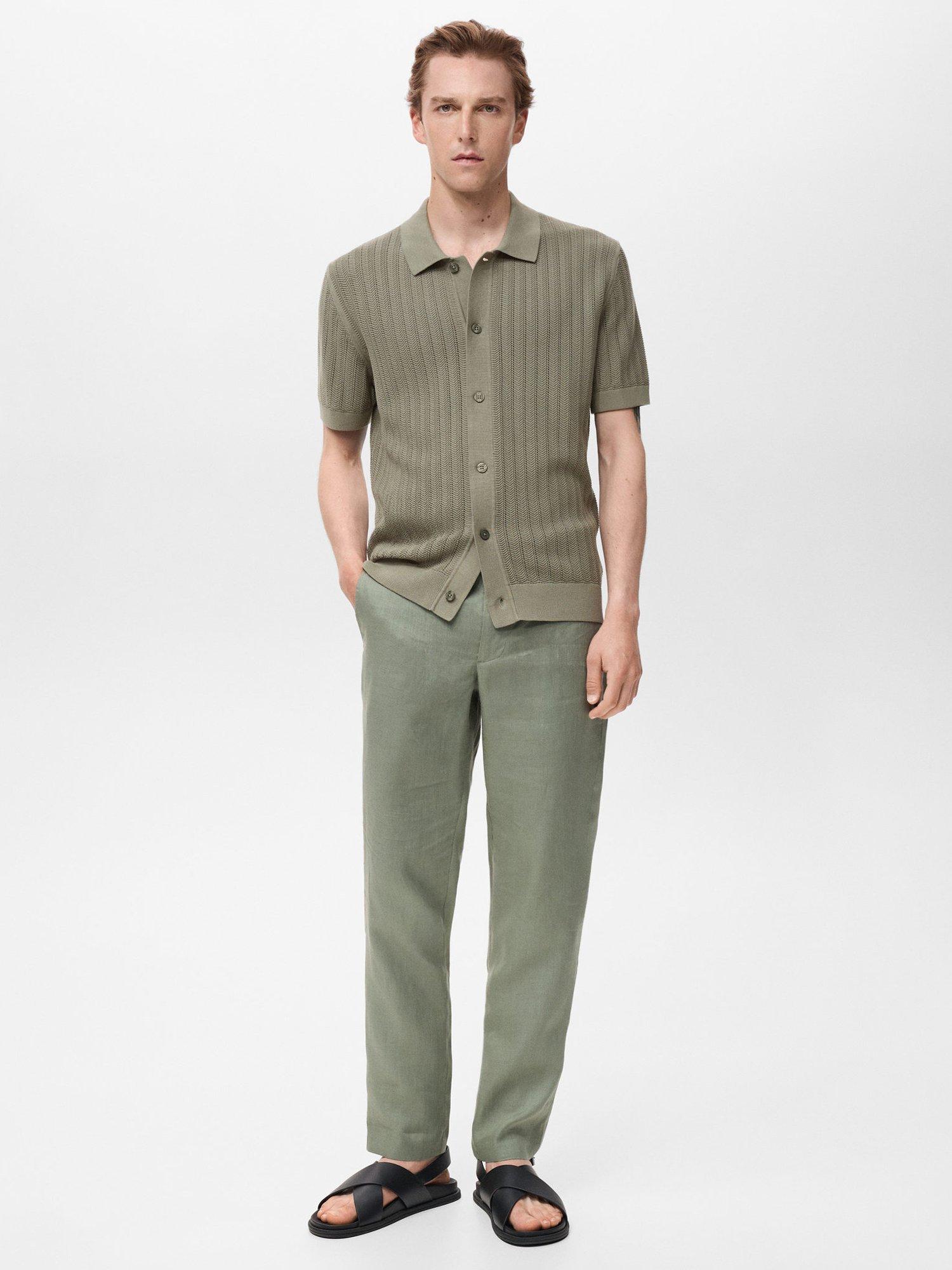 Product image 2 of 9, which shows Mango Onda Cotton Regular Fit Knitted Shirt, Beige Khaki, S