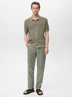 Mango Onda Cotton Regular Fit Knitted Shirt, Beige Khaki - view 2, Beige Khaki