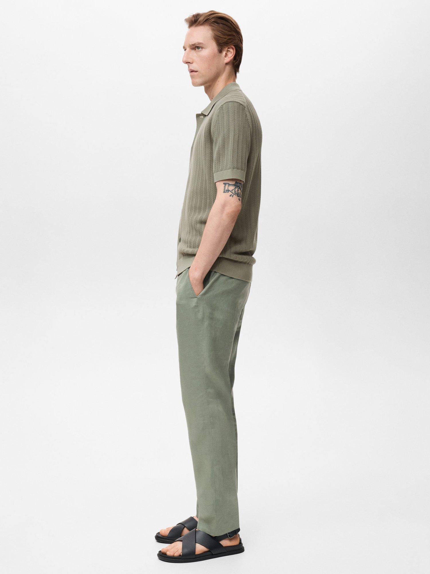 Product image 7 of 9, which shows Mango Onda Cotton Regular Fit Knitted Shirt, Beige Khaki, S