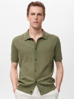 Mango Puntet Cotton Regular Fit Knit Shirt, Green