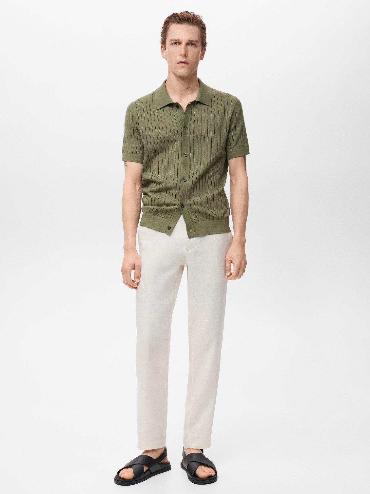 Product image 2 of 9, which shows Mango Puntet Cotton Regular Fit Knit Shirt, Green, XL