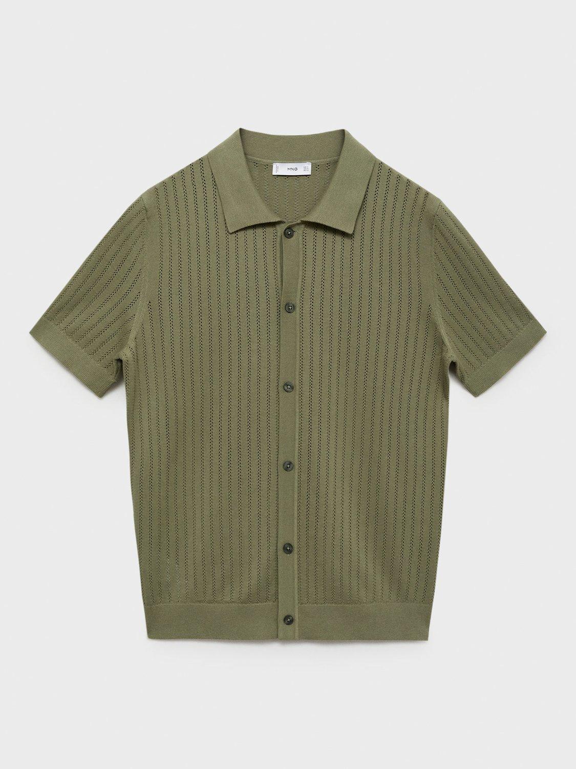 Product image 3 of 9, which shows Mango Puntet Cotton Regular Fit Knit Shirt, Green, XL