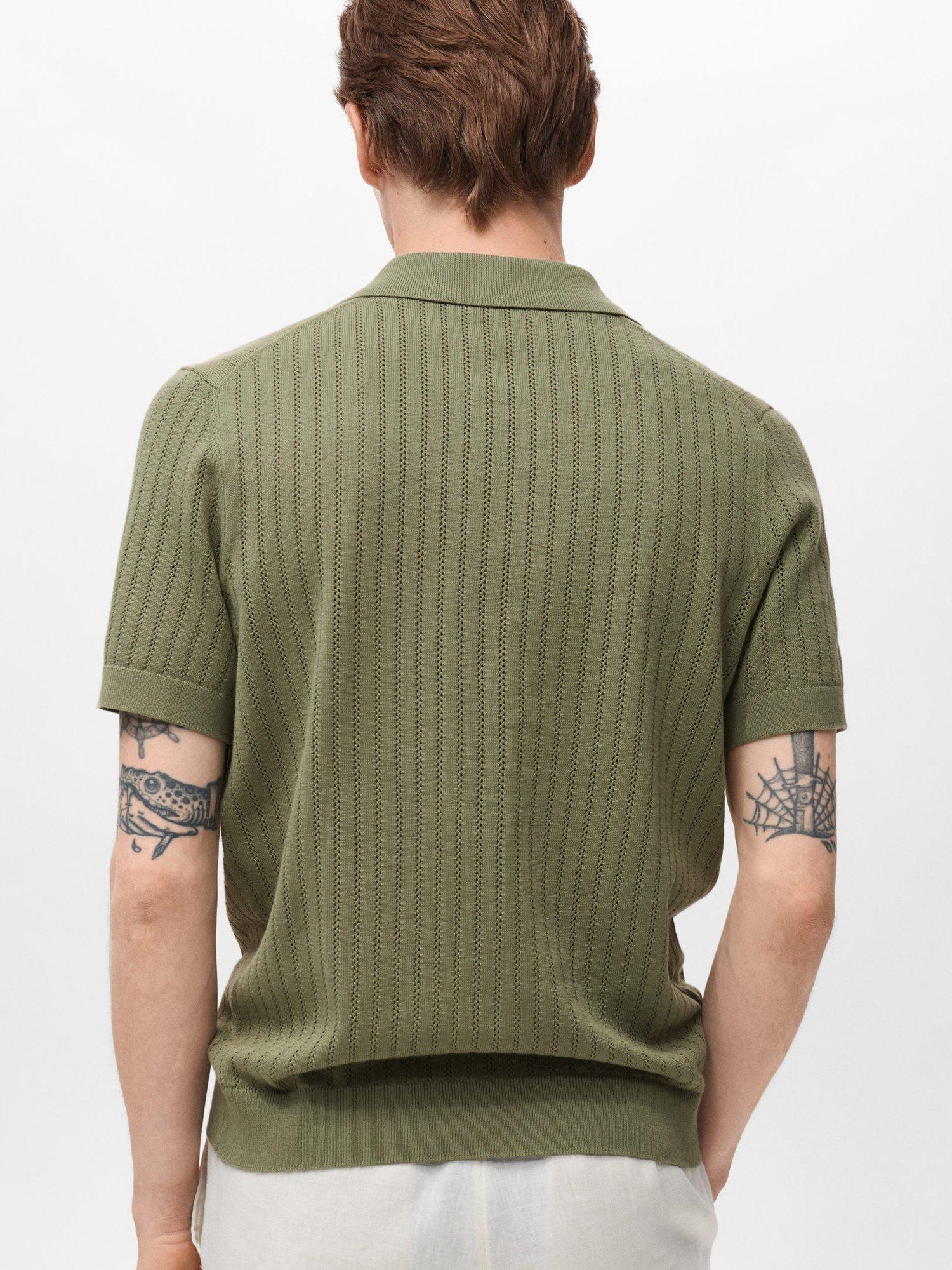 Product image 4 of 9, which shows Mango Puntet Cotton Regular Fit Knit Shirt, Green, XL