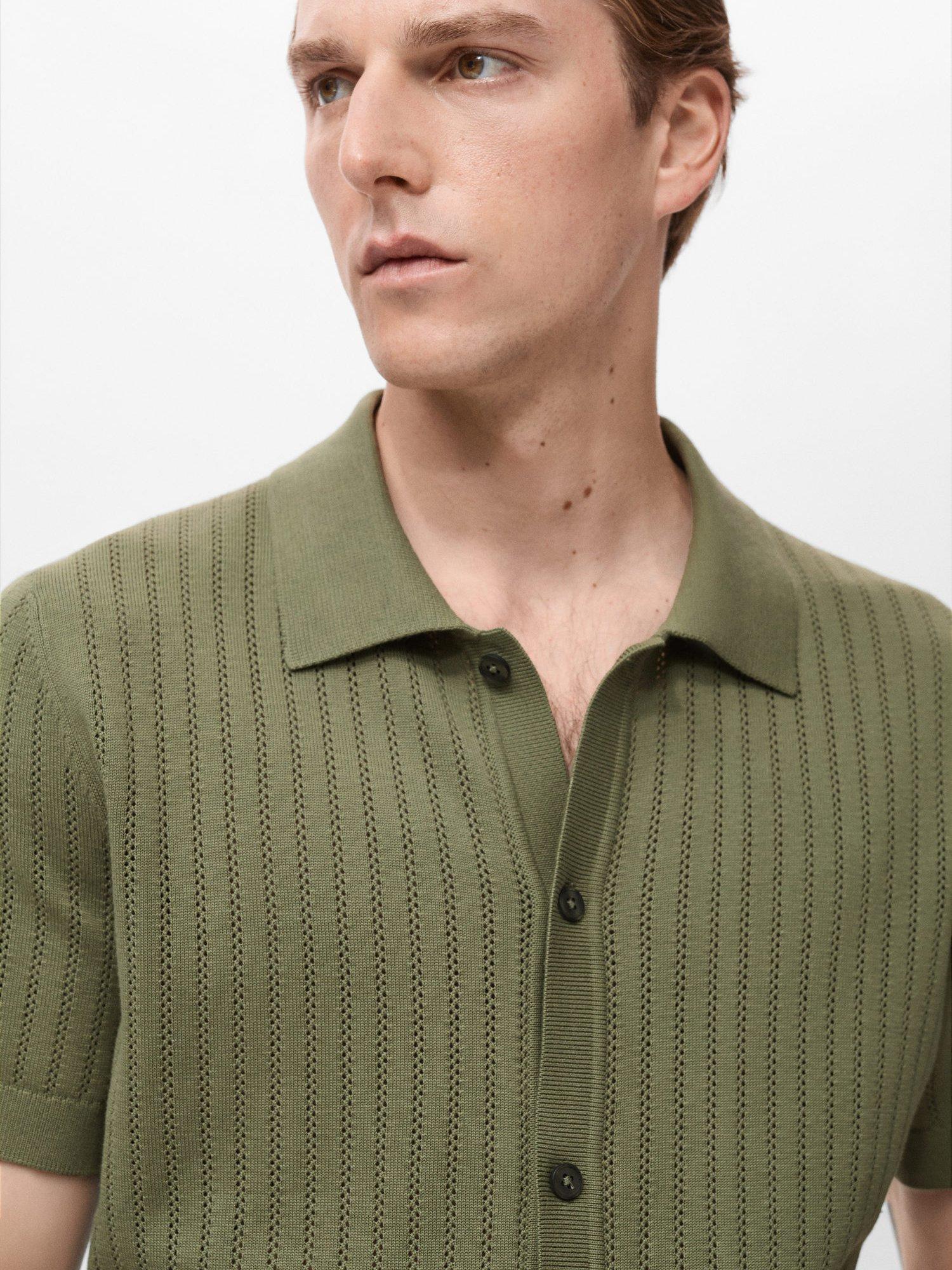 Product image 6 of 9, which shows Mango Puntet Cotton Regular Fit Knit Shirt, Green, XL