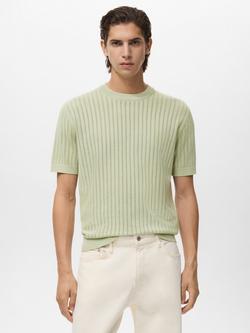 Mango Puntet Cotton Regular Fit Short Sleeve Knit T-Shirt, Bright Green