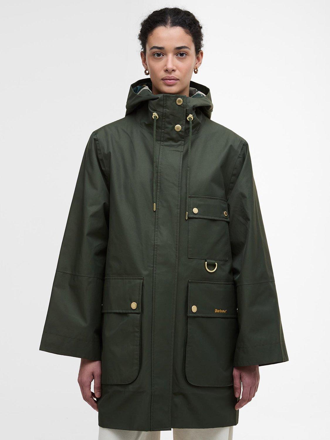 Product image 1 of 8, which shows Barbour Arla Waterproof Jacket, Olive/Ancient Tartan, 8