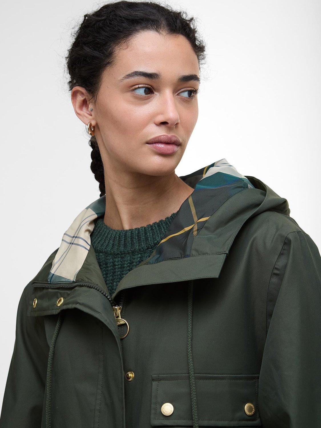 Product image 4 of 8, which shows Barbour Arla Waterproof Jacket, Olive/Ancient Tartan, 8