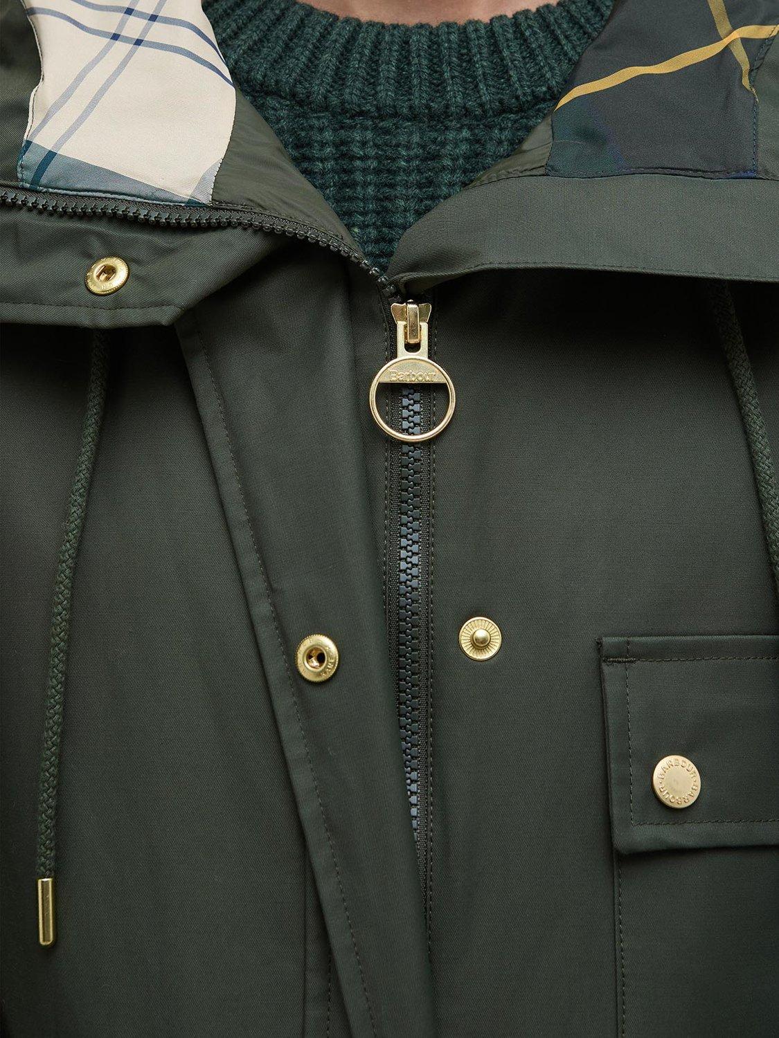 Product image 5 of 8, which shows Barbour Arla Waterproof Jacket, Olive/Ancient Tartan, 8
