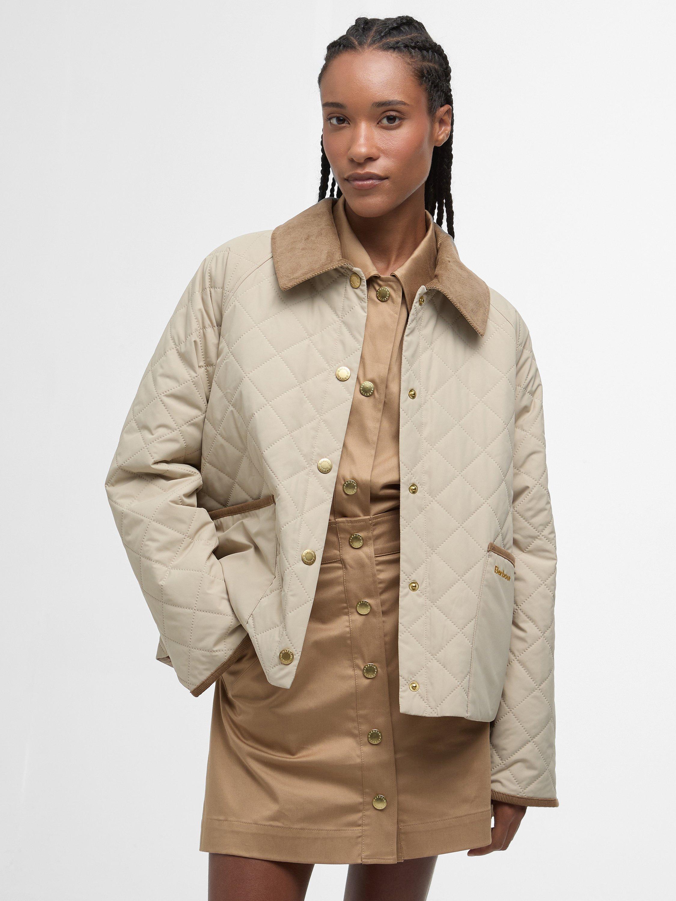 Product image 1 of 7, which shows Barbour Anise Quilted Jacket, Light Sand/Ancient, 18
