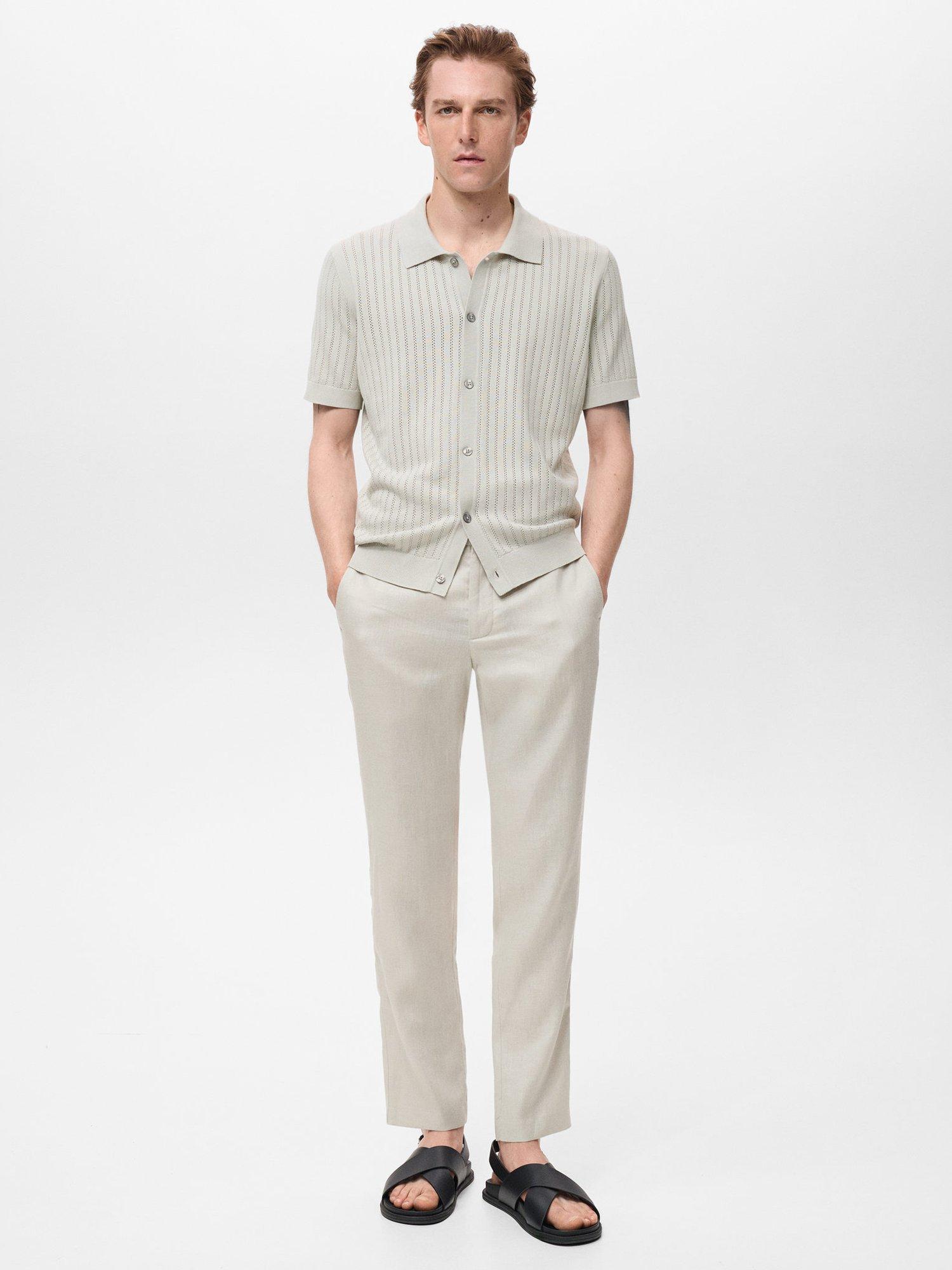 Product image 2 of 9, which shows Mango Puntet Cotton Regular Fit Knit Shirt, Natural White, M