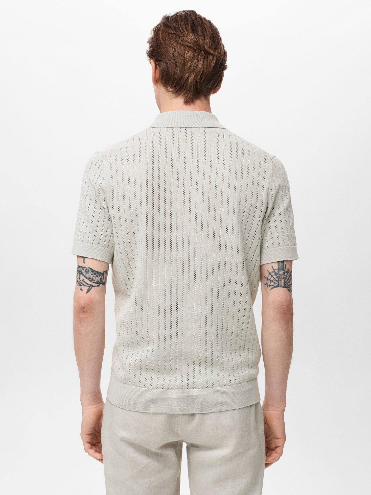 Product image 4 of 9, which shows Mango Puntet Cotton Regular Fit Knit Shirt, Natural White, M