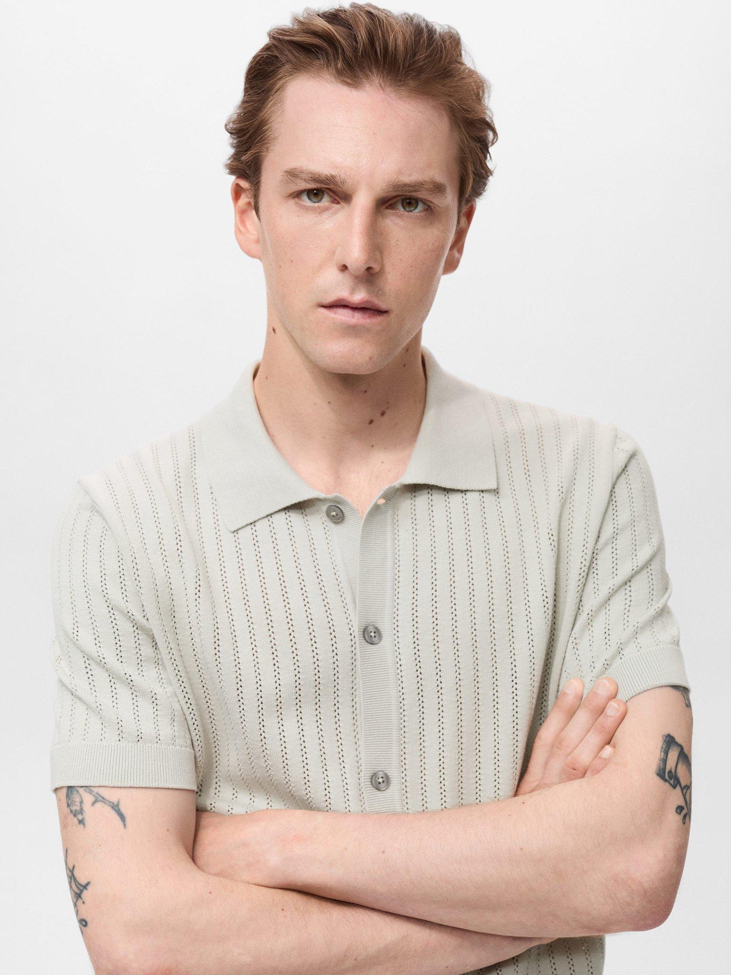 Product image 6 of 9, which shows Mango Puntet Cotton Regular Fit Knit Shirt, Natural White, M