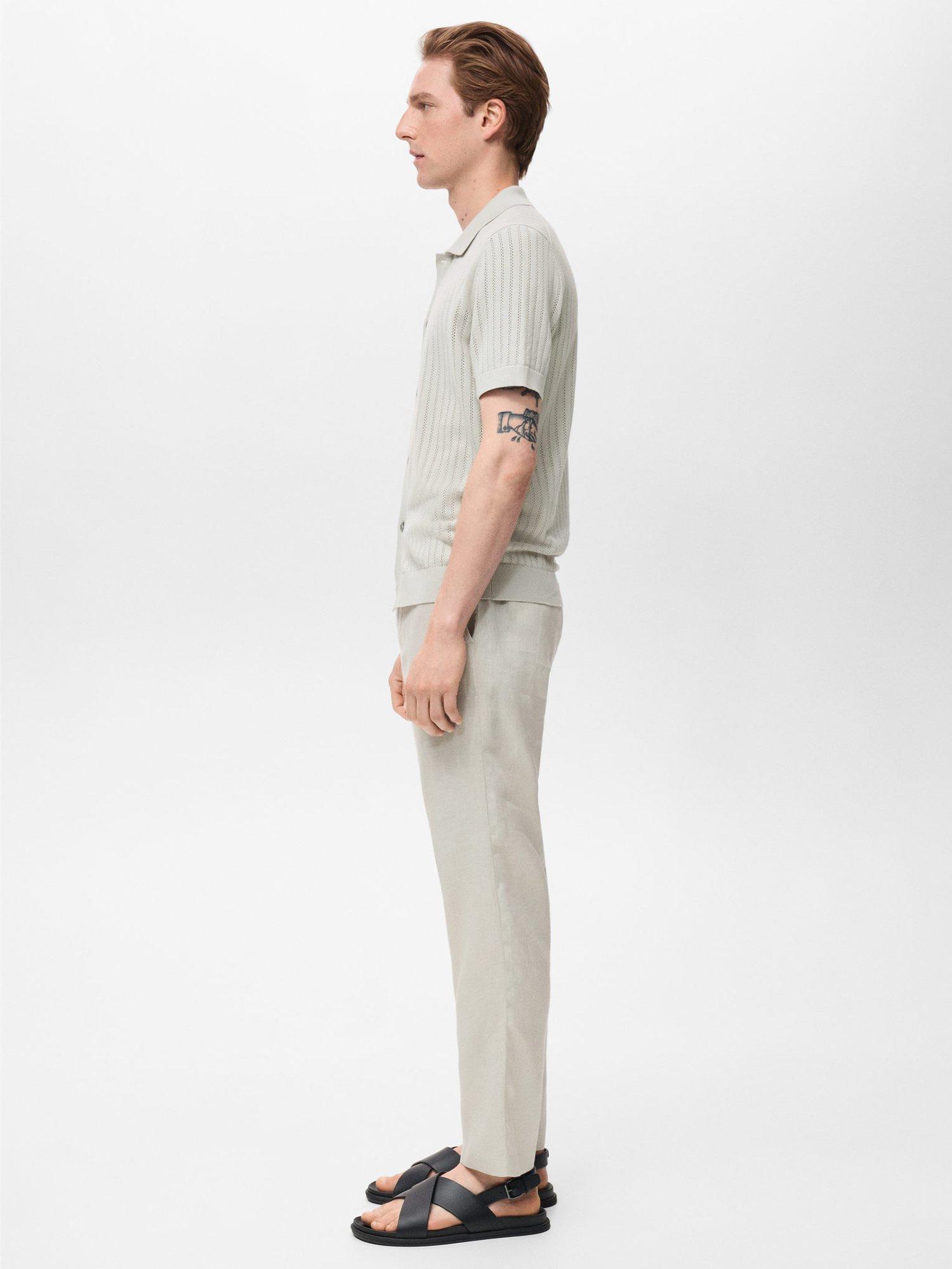 Product image 7 of 9, which shows Mango Puntet Cotton Regular Fit Knit Shirt, Natural White, M