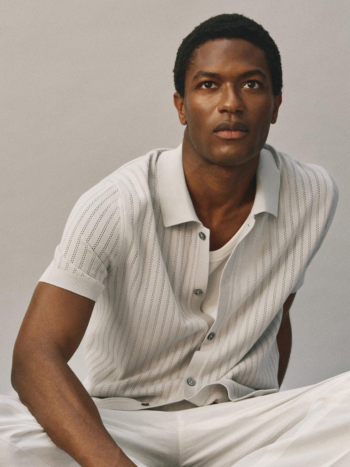 Product image 8 of 9, which shows Mango Puntet Cotton Regular Fit Knit Shirt, Natural White, M