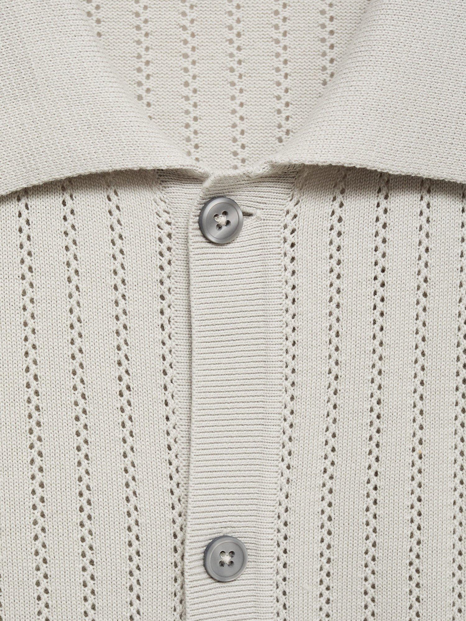 Product image 9 of 9, which shows Mango Puntet Cotton Regular Fit Knit Shirt, Natural White, M