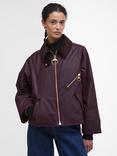 Barbour Arlene Waxed Jacket, Merlot/Muted Tartan