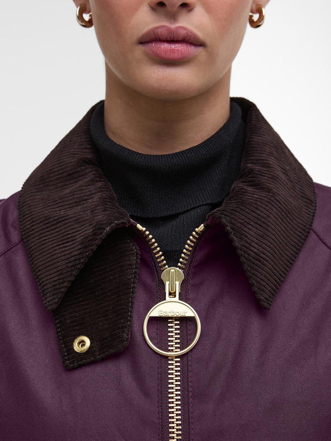 Barbour Arlene Waxed Jacket, Merlot/Muted Tartan