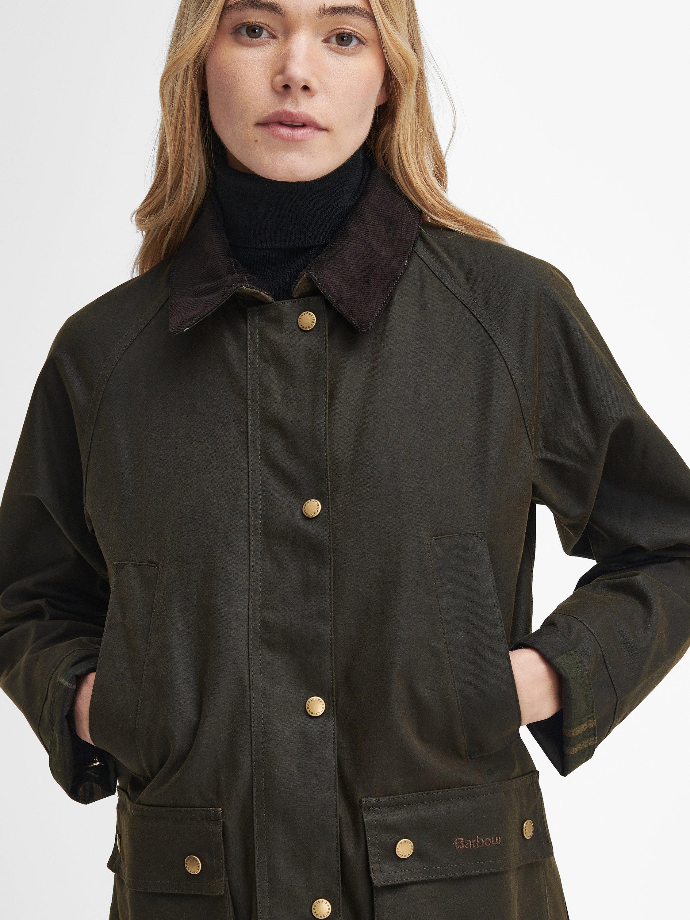 Product image 5 of 11, which shows Barbour Tartan Lined Collar Jacket, Olive, 8