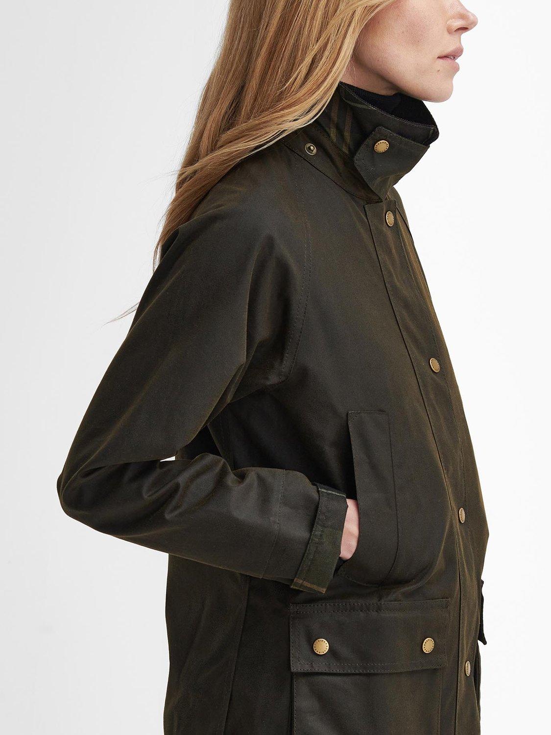 Product image 7 of 11, which shows Barbour Tartan Lined Collar Jacket, Olive, 8