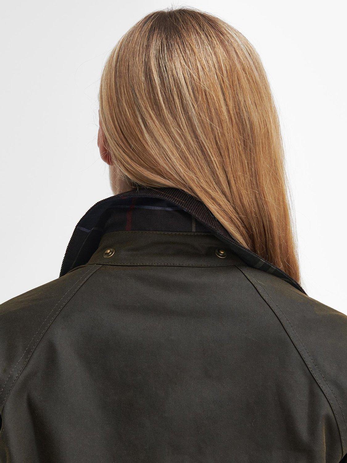 Product image 9 of 11, which shows Barbour Tartan Lined Collar Jacket, Olive, 8