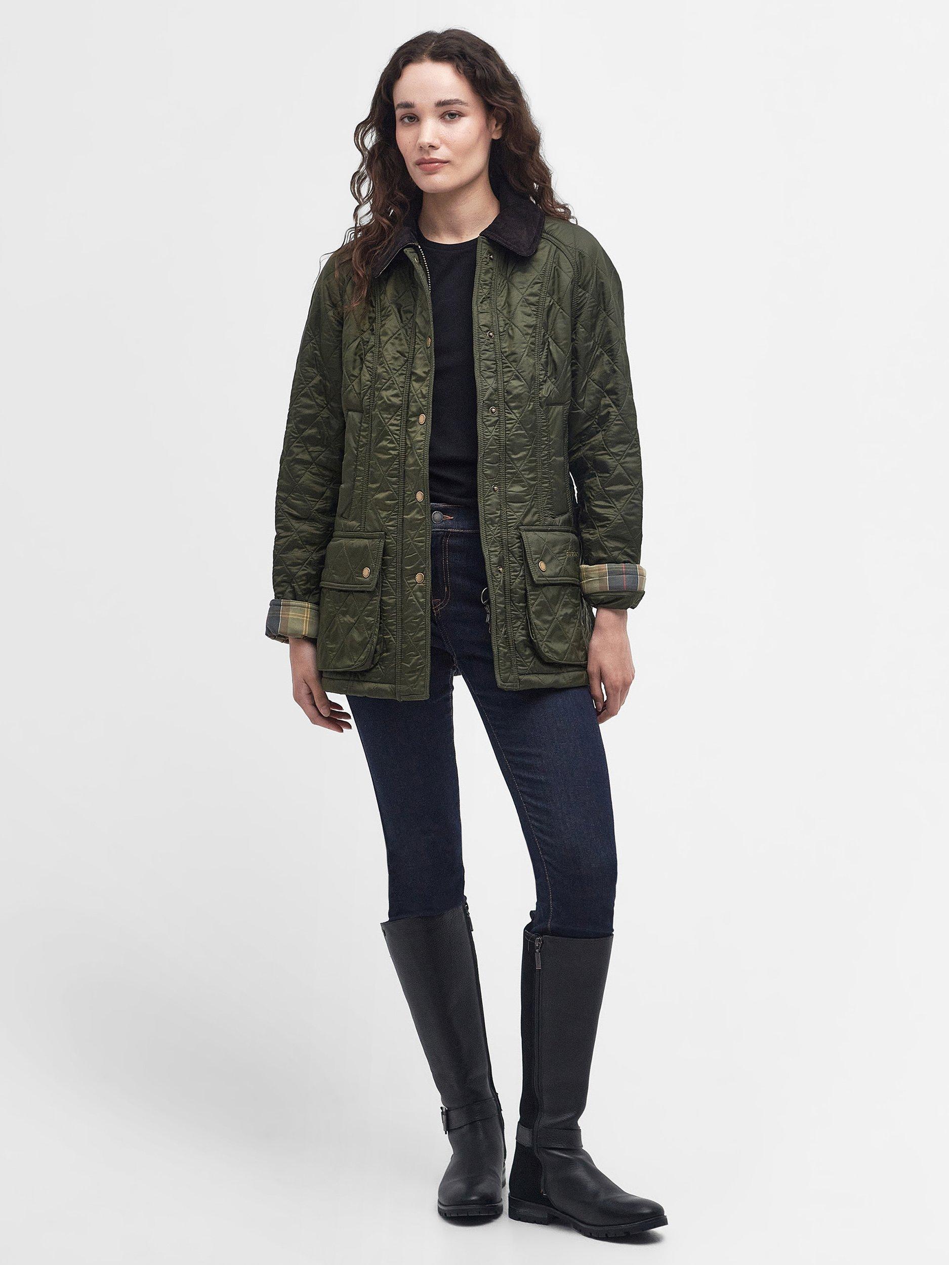 Product image 3 of 7, which shows Barbour Beadnell Polar Quilted Jacket, Olive, 6