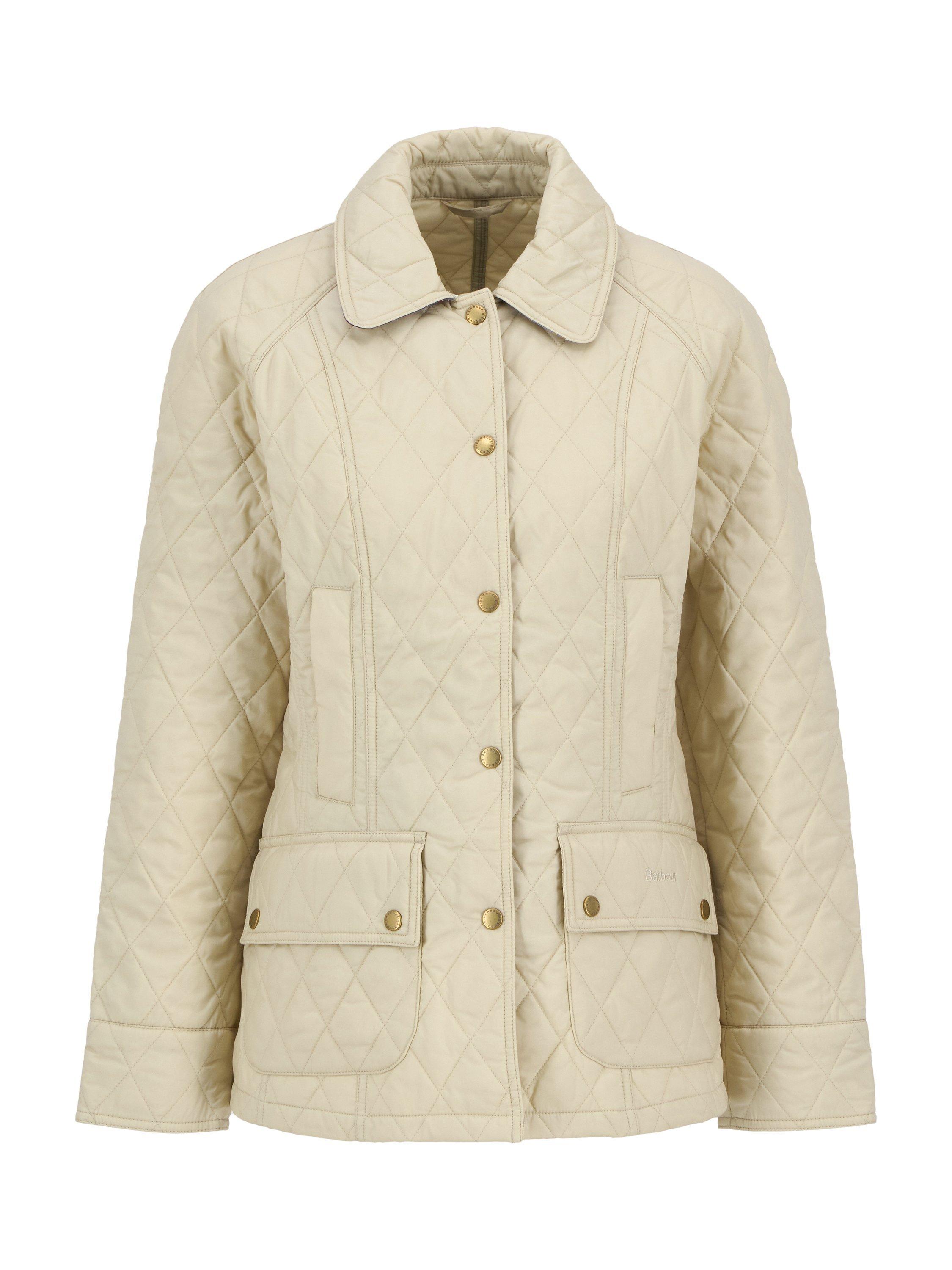 Product image 4 of 9, which shows Barbour Beadnell Quilted Jacket, Pearl, 6