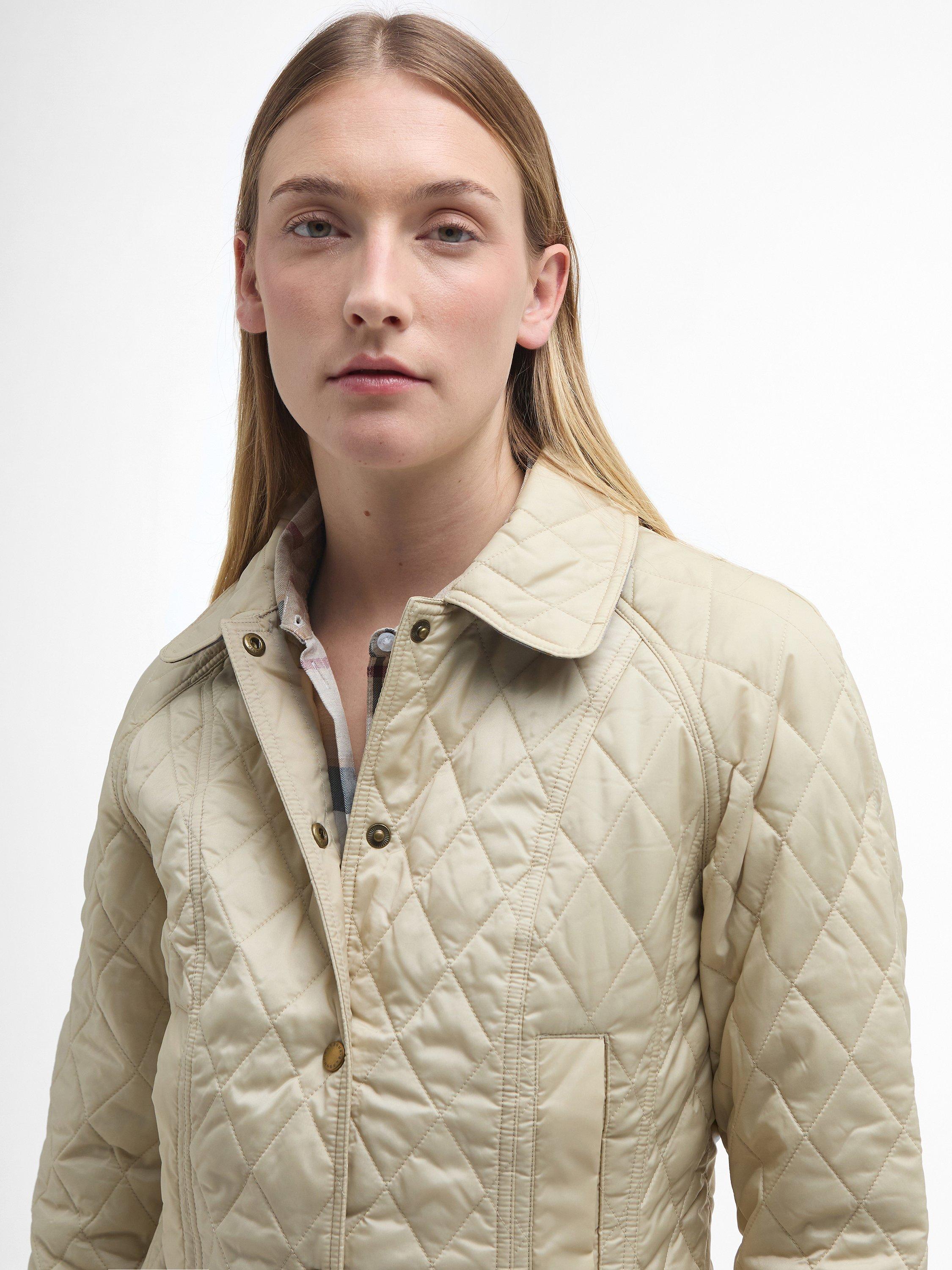 Product image 5 of 9, which shows Barbour Beadnell Quilted Jacket, Pearl, 6